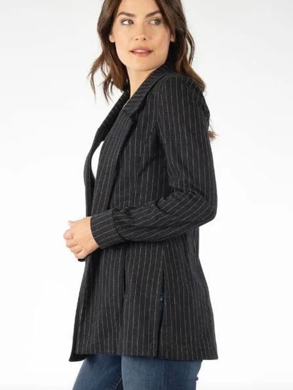 KUT From The Kloth Black Pinstripe Open Blazer size Medium - Picture 4 of 12